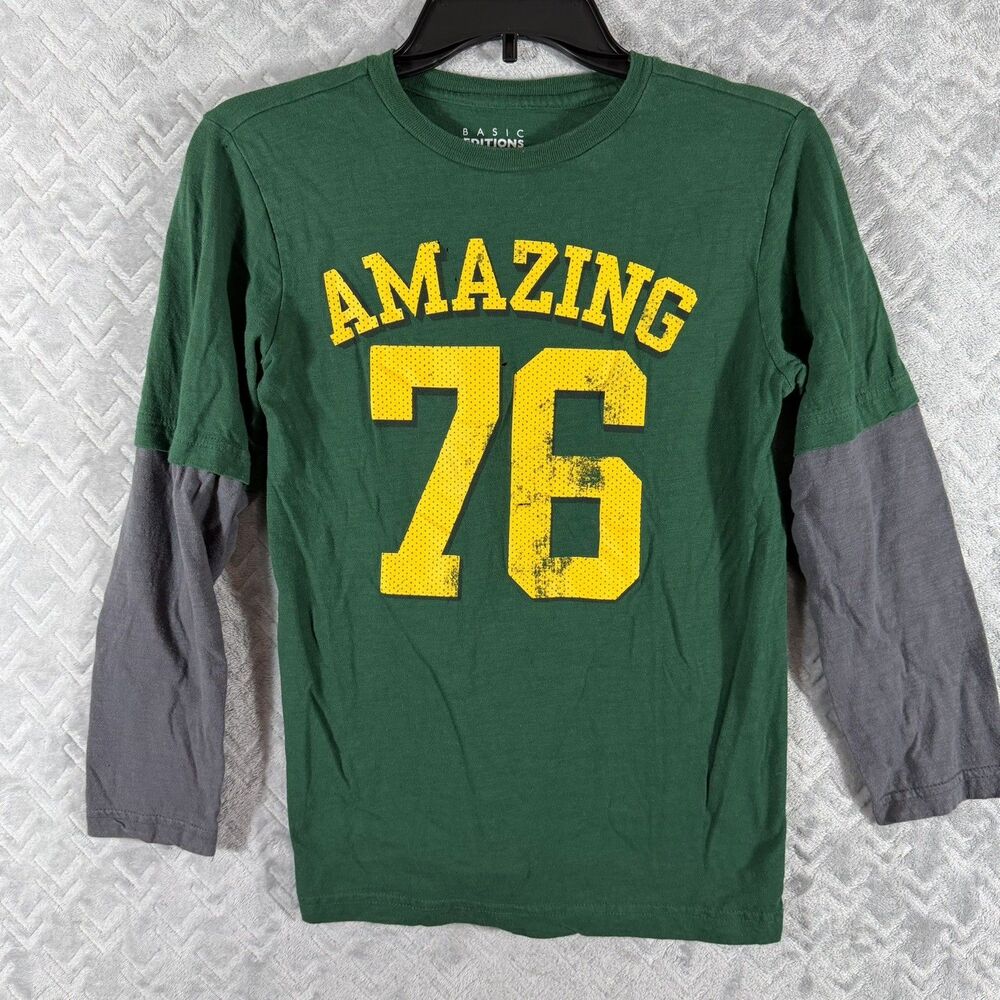 Basic Editions Boys Short Sleeve T-Shirt Size L 10-12 with 76 Graphic